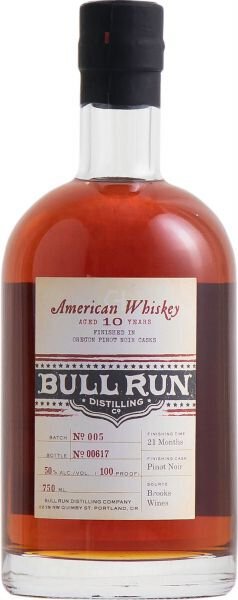 Bull Run Distilling 17 Year Old American Whiskey Finished in Oregon Pinot Noir Casks 48.38% ABV 750mL