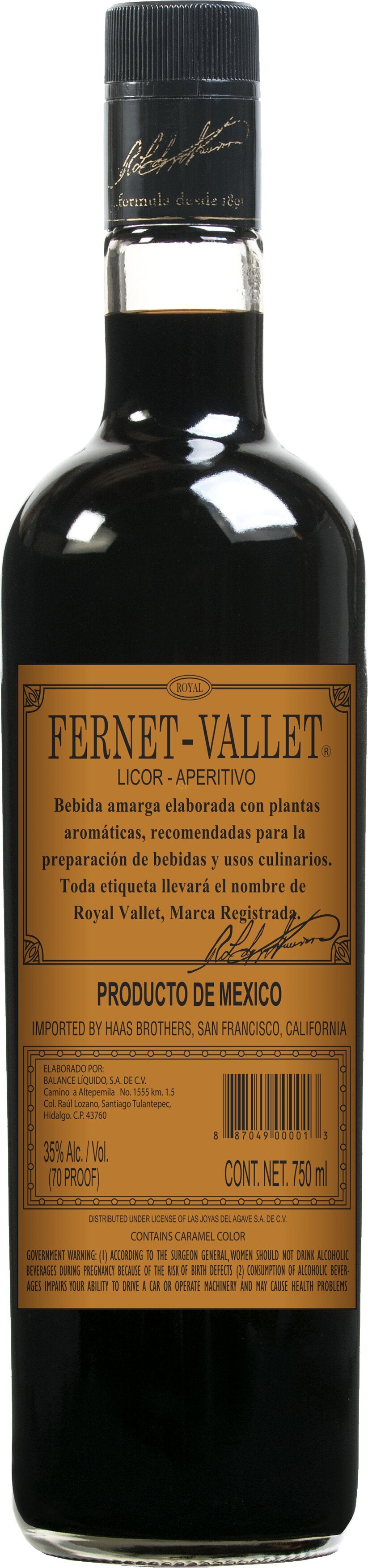 FERNET VALLET 6 CS 70 PF - 750ML - NV