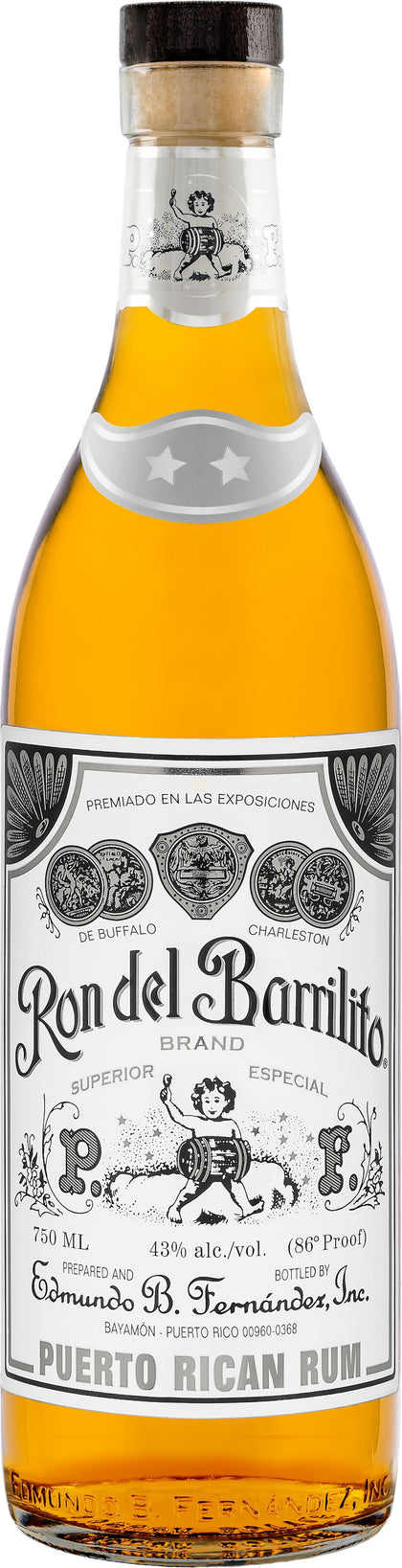 Ron del Barrilito 2 Star Puerto Rican Rum 43% ABV 750mL