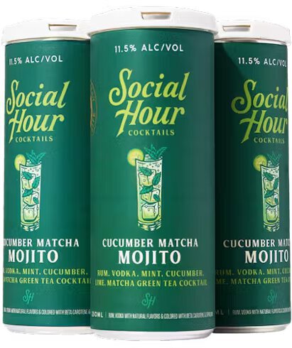 Social Hour Cocktails Cucumber Matcha Mojito 11.5% ABV 250mL CAN
